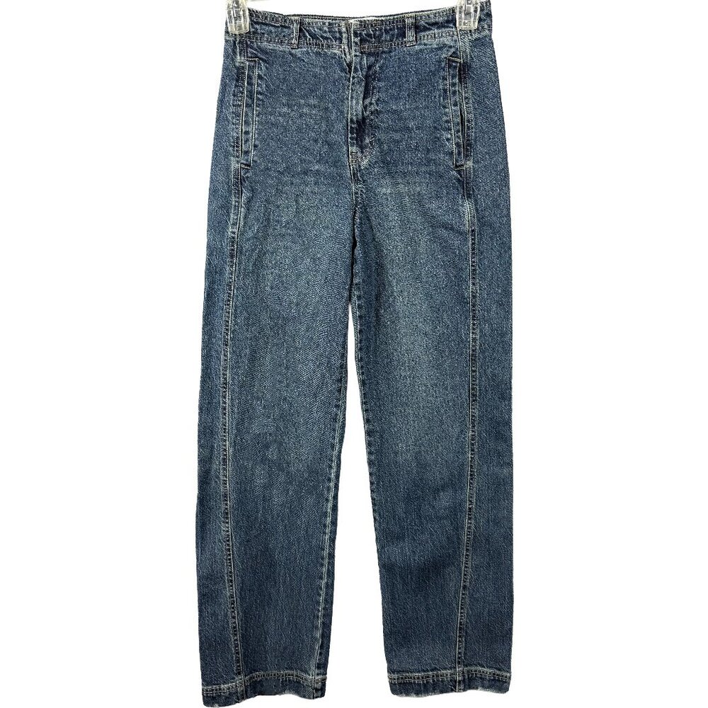 HABITUAL Jeans Women’s 4/27 Medium Wash Denim Carpenter Workwear Buckle Back